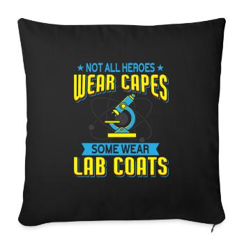 Heroes in the Laboratory - Microscope Chemistry Humor - Sofa pillowcase 17,3'' x 17,3'' (45 x 45 cm) - black - Front