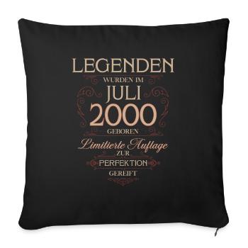 25ème anniversaire cadeau mari Original juillet 2000 - Housse de coussin décorative 45 x 45 cm - noir - Devant