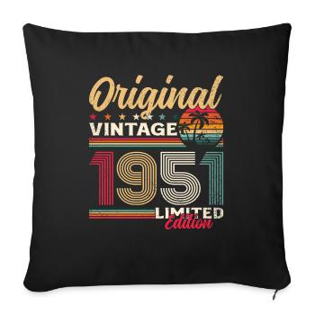 74th Birthday Original Vintage 1951 - Sofa pillowcase 17,3'' x 17,3'' (45 x 45 cm) - black - Front