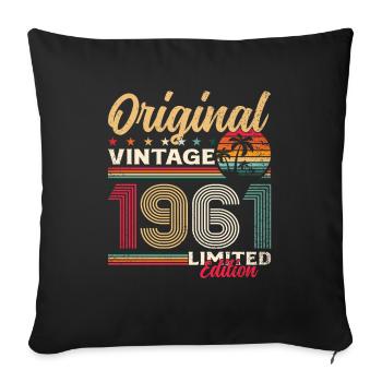 64th Birthday Original Vintage 1961 - Sofa pillowcase 17,3'' x 17,3'' (45 x 45 cm) - black - Front
