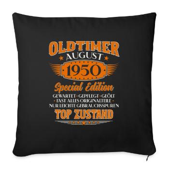 75ème Anniversaire Oldtimer Août Vintage 1950 - Housse de coussin décorative 45 x 45 cm - noir - Devant