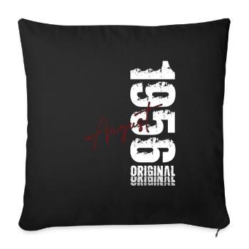 69e anniversaire Légende August Né en 1956 - Housse de coussin décorative 45 x 45 cm - noir - Devant
