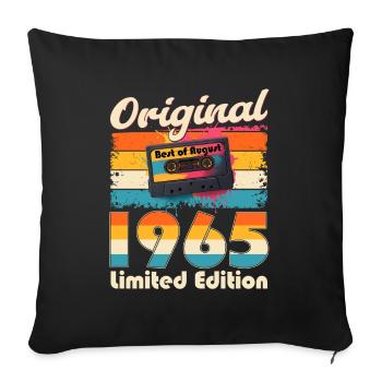 60th Birthday Cassette August 1965 - Sofa pillowcase 17,3'' x 17,3'' (45 x 45 cm) - black - Front