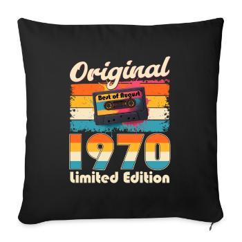 55th Birthday Original August 1970 - Sofa pillowcase 17,3'' x 17,3'' (45 x 45 cm) - black - Front