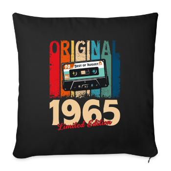60th Birthday Cassette August 1965 - Sofa pillowcase 17,3'' x 17,3'' (45 x 45 cm) - black - Front