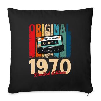 55th Birthday Original August 1970 - Sofa pillowcase 17,3'' x 17,3'' (45 x 45 cm) - black - Front