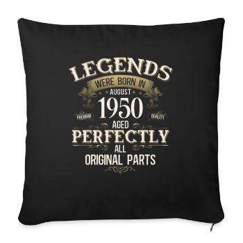 75ème Anniversaire Original Août Millésime 1950 - Housse de coussin décorative 45 x 45 cm - noir - Devant