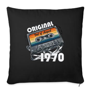 55th Birthday Original August 1970 - Sofa pillowcase 17,3'' x 17,3'' (45 x 45 cm) - black - Front