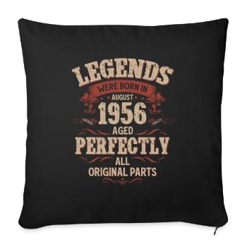 69e anniversaire Légende August Né en 1956 - Housse de coussin décorative 45 x 45 cm - noir - Devant
