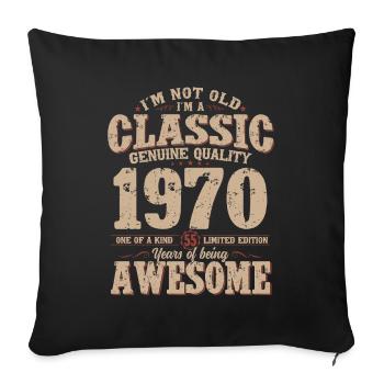 Légende du 55e anniversaire née en 1970 - Housse de coussin décorative 45 x 45 cm - noir - Devant