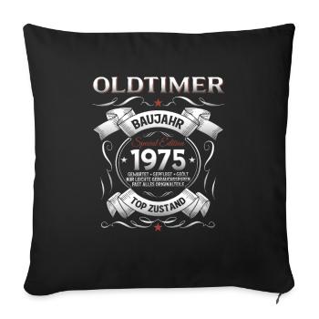 50. Geburtstag Mann Oldtimer Jahrgang 1975 - Sofakissenbezug 45 x 45 cm - Schwarz - Vorne