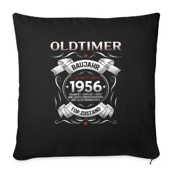 70. Geburtstag Mann Oldtimer Jahrgang 1956 - Sofakissenbezug 45 x 45 cm - Schwarz - Vorne