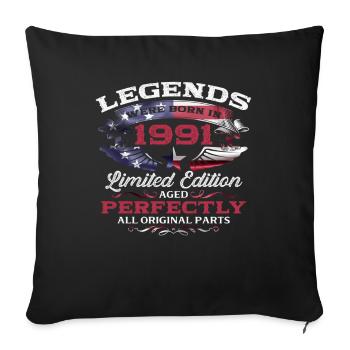 34th Birthday Legends Vintage 1991 - Sofa pillowcase 17,3'' x 17,3'' (45 x 45 cm) - black - Front
