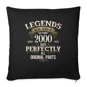 25ème Anniversaire Cadeau Légende Septembre 2000 - Housse de coussin décorative 45 x 45 cm - noir - Devant