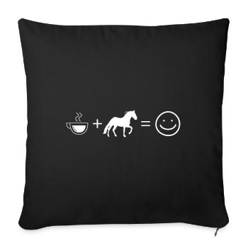 Café Smile Face et Cheval - (HO) - Housse de coussin décorative 45 x 45 cm - noir - Devant