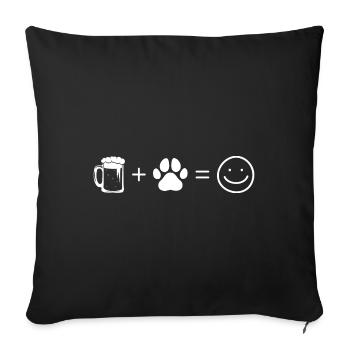 Bier Smile Face und Hund 3 - (do) - Sofakissenbezug 45 x 45 cm - Schwarz - Vorne