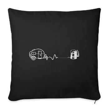 Herzklopfen - Bier - Wohnwagen - (5) - Sofakissenbezug 45 x 45 cm - Schwarz - Vorne