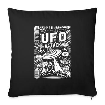 Alien Kidnapping Comic Ufo Flying Saucer - Sofa pillowcase 17,3'' x 17,3'' (45 x 45 cm) - black - Front