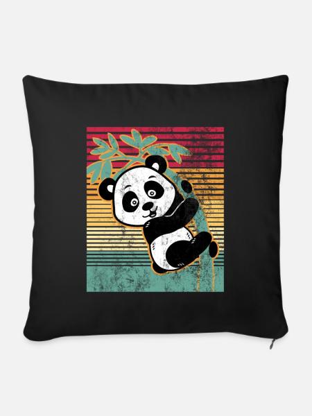 pandabär - Sofakissenbezug 45 x 45 cm - Schwarz