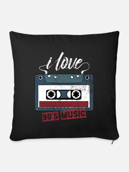90s music retro - Sofakissenbezug 45 x 45 cm - Schwarz