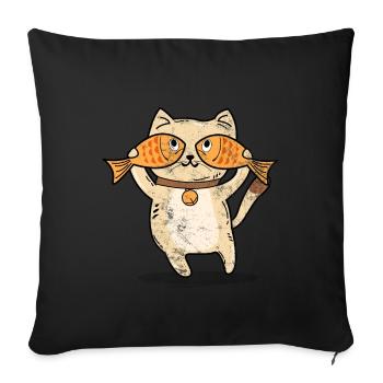 katze perserkatze süß haustier geschenk fisch - Sofakissenbezug 45 x 45 cm - Schwarz - Vorne