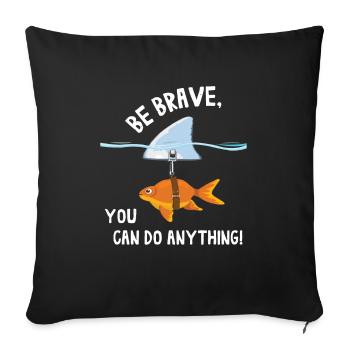 Poisson rouge courageux requin motivé - Housse de coussin décorative 45 x 45 cm - noir - Devant