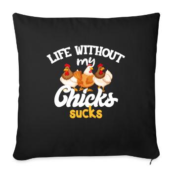 Poulet Poulet Poulet - Housse de coussin décorative 45 x 45 cm - noir - Devant