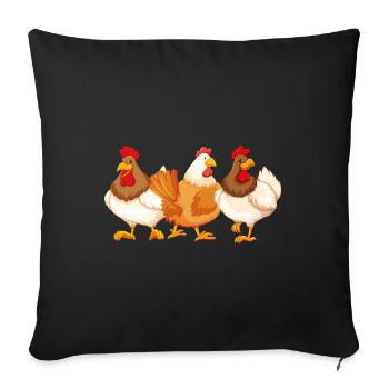 Poulets drôles - Housse de coussin décorative 45 x 45 cm - noir - Devant