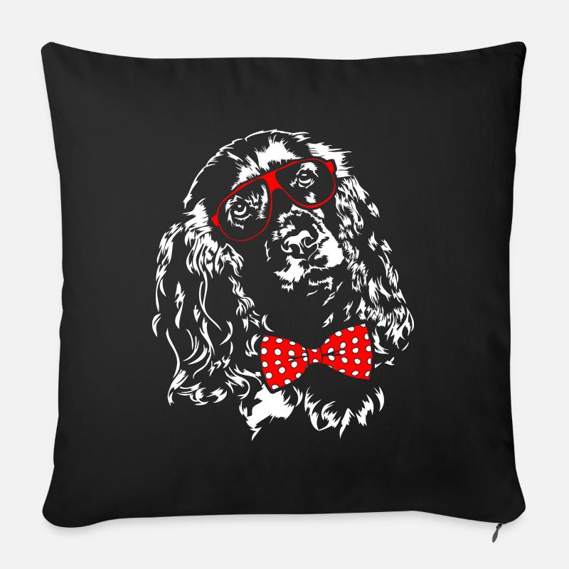 COCKER SPANIEL cadeau de chiens wilsigns garçon mignon - Housse de coussin décorative 45 x 45 cm - noir