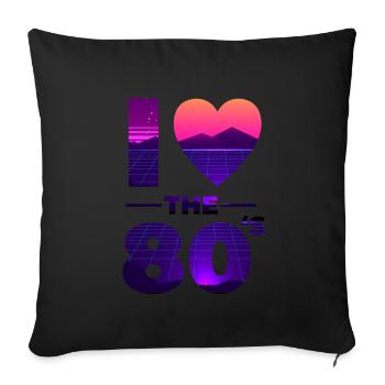 I Love The 80s Amour Cadeau de coeur vintage - Housse de coussin décorative 45 x 45 cm - noir - Devant