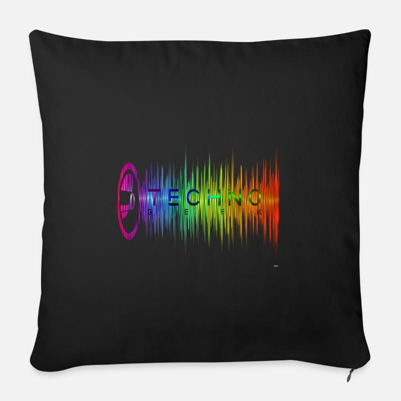 Techno Geek Equalizer Musique EDM colorée - Housse de coussin décorative 45 x 45 cm - noir