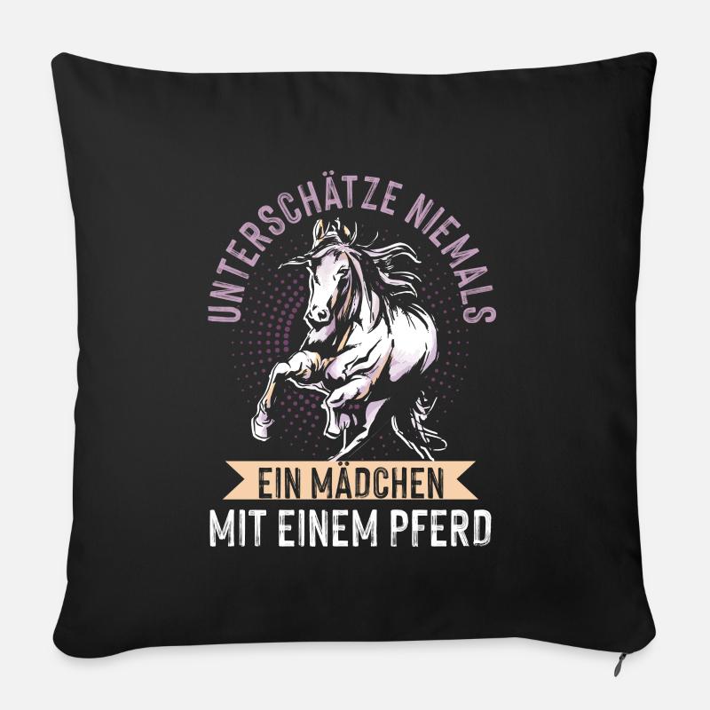 Pferd Reitersprüche Mädchen - Sofakissenbezug 45 x 45 cm - Schwarz