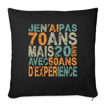 70 ans, anniversaire 70 ans - Housse de coussin décorative 45 x 45 cm - noir - Devant