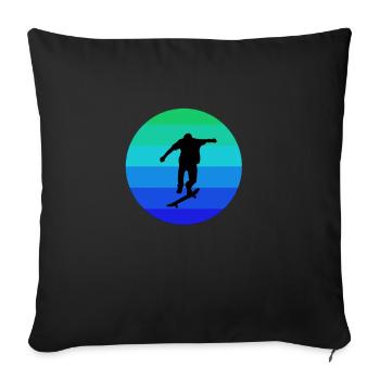 Skateboard Rétro Skate Skateboard Skater Retro - Housse de coussin décorative 45 x 45 cm - noir - Devant
