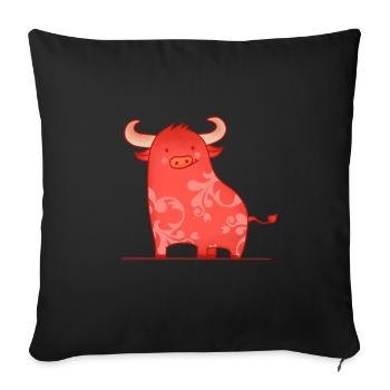 Happy Bull - Sofa pillowcase 17,3'' x 17,3'' (45 x 45 cm) - black - Front