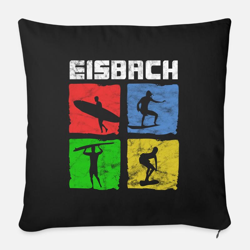 Surfen für Surfer Vintage Eisbach Geschenkidee - Sofakissenbezug 45 x 45 cm - Schwarz