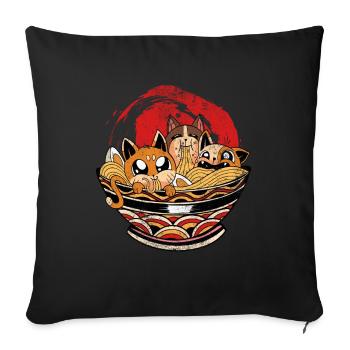Anime-ramen, The Cat Character For Animation - Sofa pillowcase 17,3'' x 17,3'' (45 x 45 cm) - black - Front