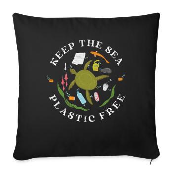Gardez la mer sans plastique pour le climat - Housse de coussin décorative 45 x 45 cm - noir - Devant