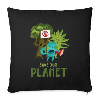 Sauvez notre planète design pour le - Housse de coussin décorative 45 x 45 cm - noir - Devant