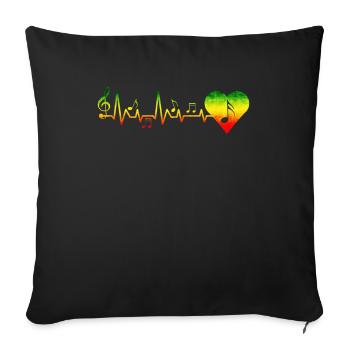 Heartbeat reggae design For reggae music lovers - Sofa pillowcase 17,3'' x 17,3'' (45 x 45 cm) - black - Front