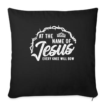 Par le nom de Jésus, tous les genoux se plieront - Housse de coussin décorative 45 x 45 cm - noir - Devant