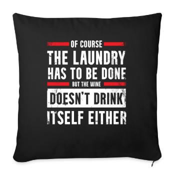 Wine-fan-drinking lover design For scrubbers - Sofa pillowcase 17,3'' x 17,3'' (45 x 45 cm) - black - Front