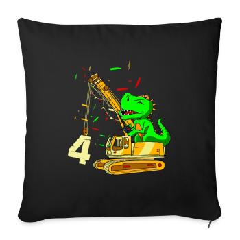 4 Years Birthday Design For Dinosaurs And - Sofa pillowcase 17,3'' x 17,3'' (45 x 45 cm) - black - Front