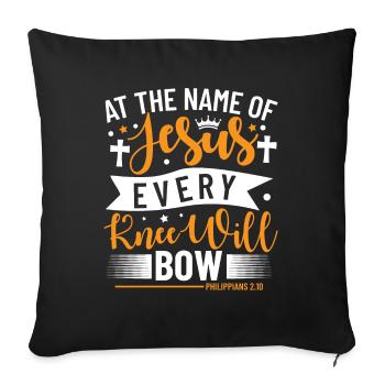 Par le nom de Jésus, tous les genoux se plieront - Housse de coussin décorative 45 x 45 cm - noir - Devant