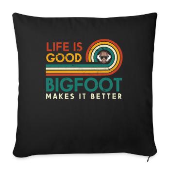 La vie est bonne Bigfoot le rend meilleur pour - Housse de coussin décorative 45 x 45 cm - noir - Devant