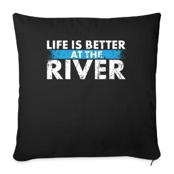 La vie est meilleure sur la rivière Conception pour les campeurs - Housse de coussin décorative 45 x 45 cm - noir - Devant