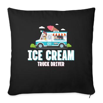 Chauffeur de camion de crème glacée pour ventilateur de bonbons congelés - Housse de coussin décorative 45 x 45 cm - noir - Devant