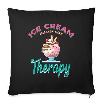Crème glacée moins chère que la thérapie pour congelé - Housse de coussin décorative 45 x 45 cm - noir - Devant