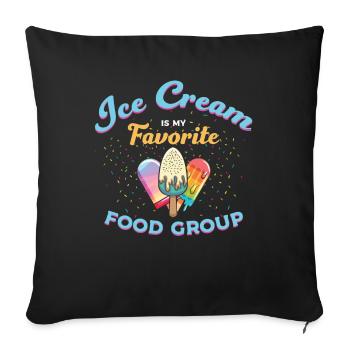 La crème glacée est mon groupe alimentaire préféré - Housse de coussin décorative 45 x 45 cm - noir - Devant