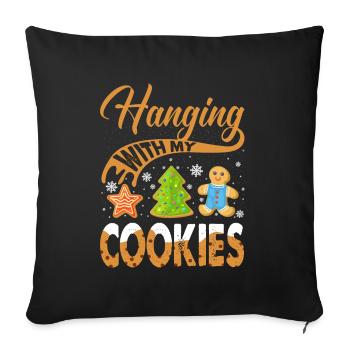 Accrocher avec mes biscuits pour les boulangers ou les fans de pâtisserie - Housse de coussin décorative 45 x 45 cm - noir - Devant
